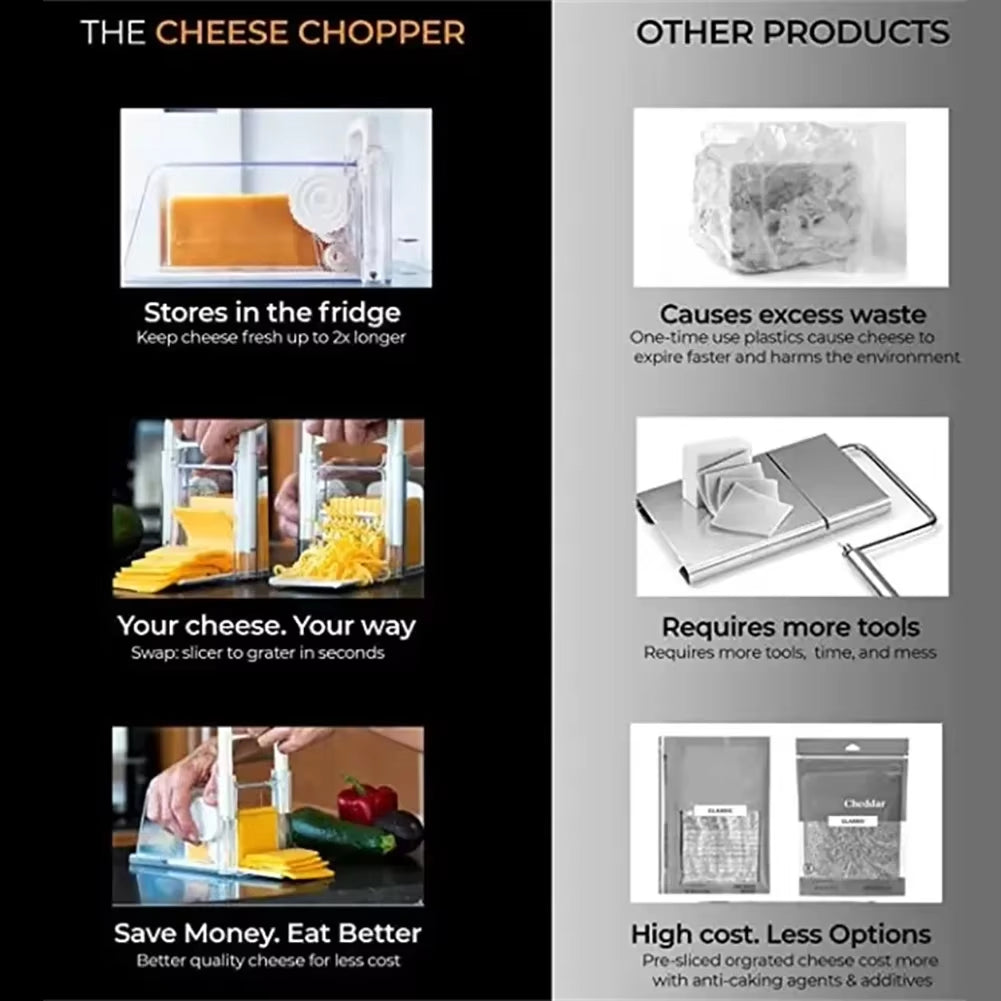 Cheese Storage Container with 3 Metal Blades Slicer Butter Box Cheese Keeper Refrigerate Freezer Fresh Box Kitchen Tools